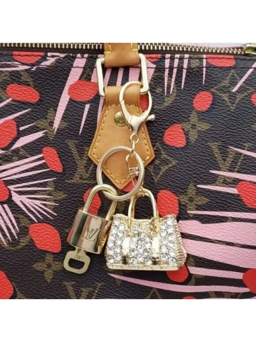Authentic Louis Vuitton Padlock & Key Gold ✨Unbranded Bag Charm Keychain